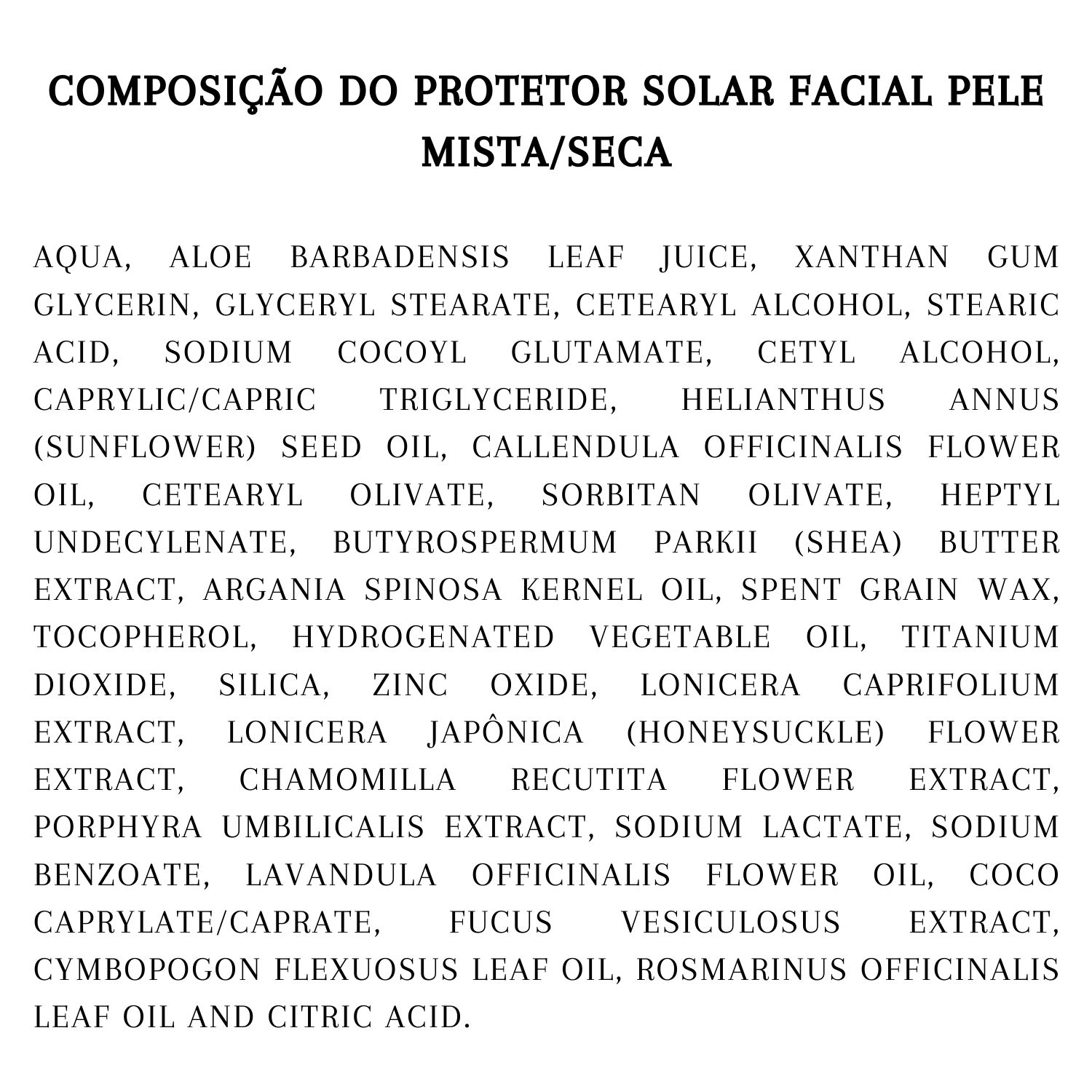Protetor Solar Facial  FPS 30 pele mista/seca