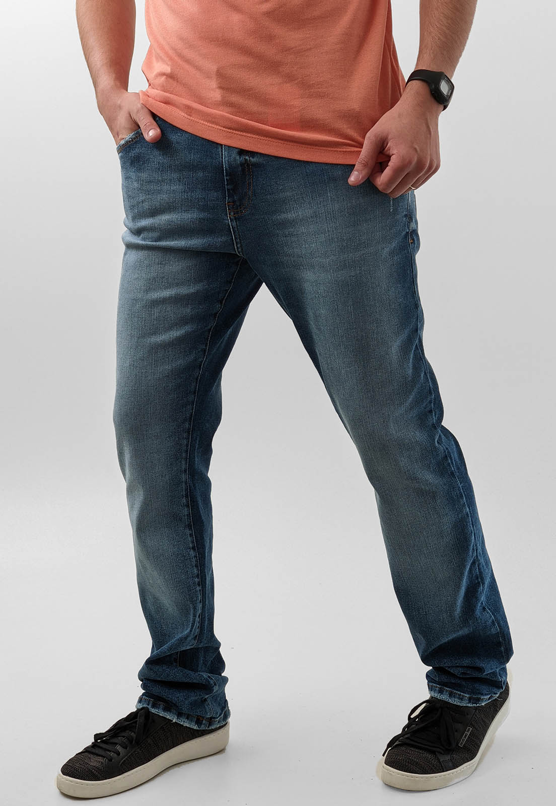 Calça Jeans Caution Azul Confort Lavado