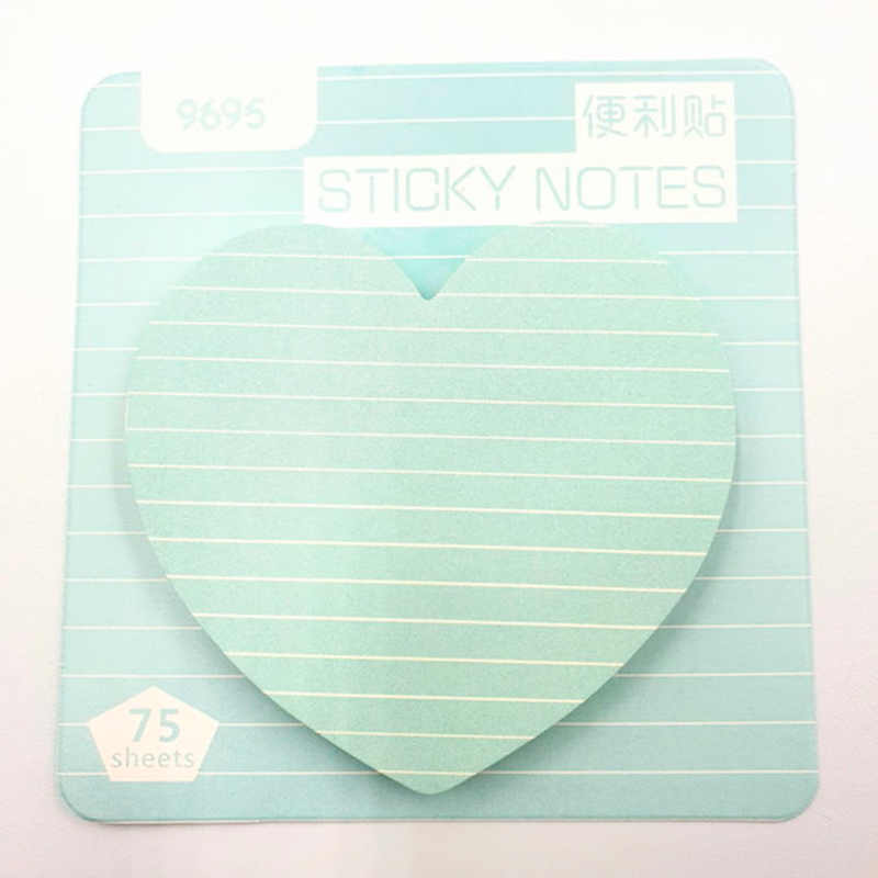 Bloco Anotações Sticky Notes Coração Pastel Listrado / Xadrez / Pautado