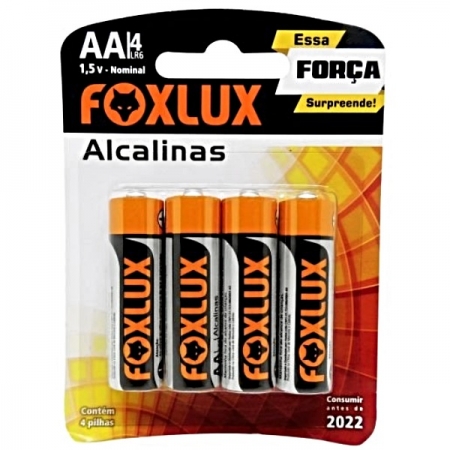 PILHA ALCALINA BLISTER AA C/4 FOXLUX