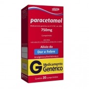 Paracetamol 750mg 20 Comprimidos Teuto