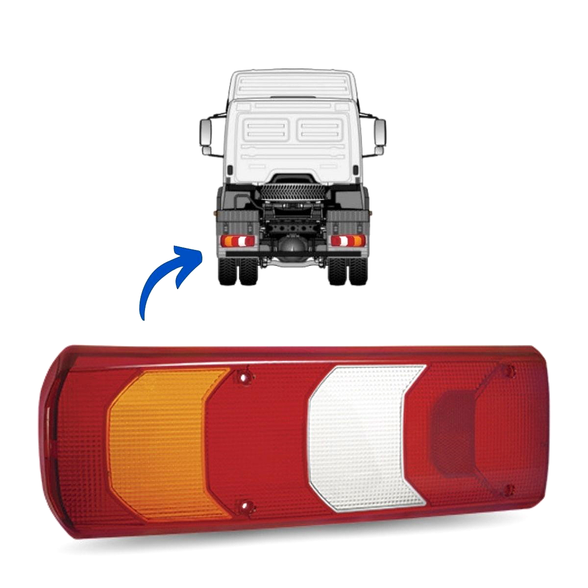 Lente Lanterna Traseira Esquerda Para Caminhões Mercedes Benz Actros, Accelo, Atego e Axor