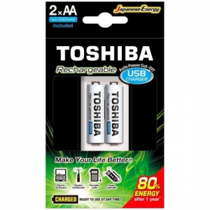 Carregador De Pilha USB TNHC-6GME2 CB (C/2 Pilhas AA 2000 MAh) Toshiba