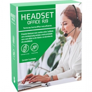 Headset Office 5+ 015-0100 Com Conector RJ9 Para Telefone