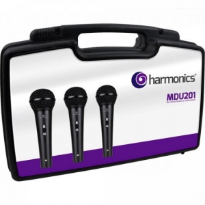 Kit Com 3 Microfones Harmonics MDU201 Dinâmicos Cardióide - KI / 3