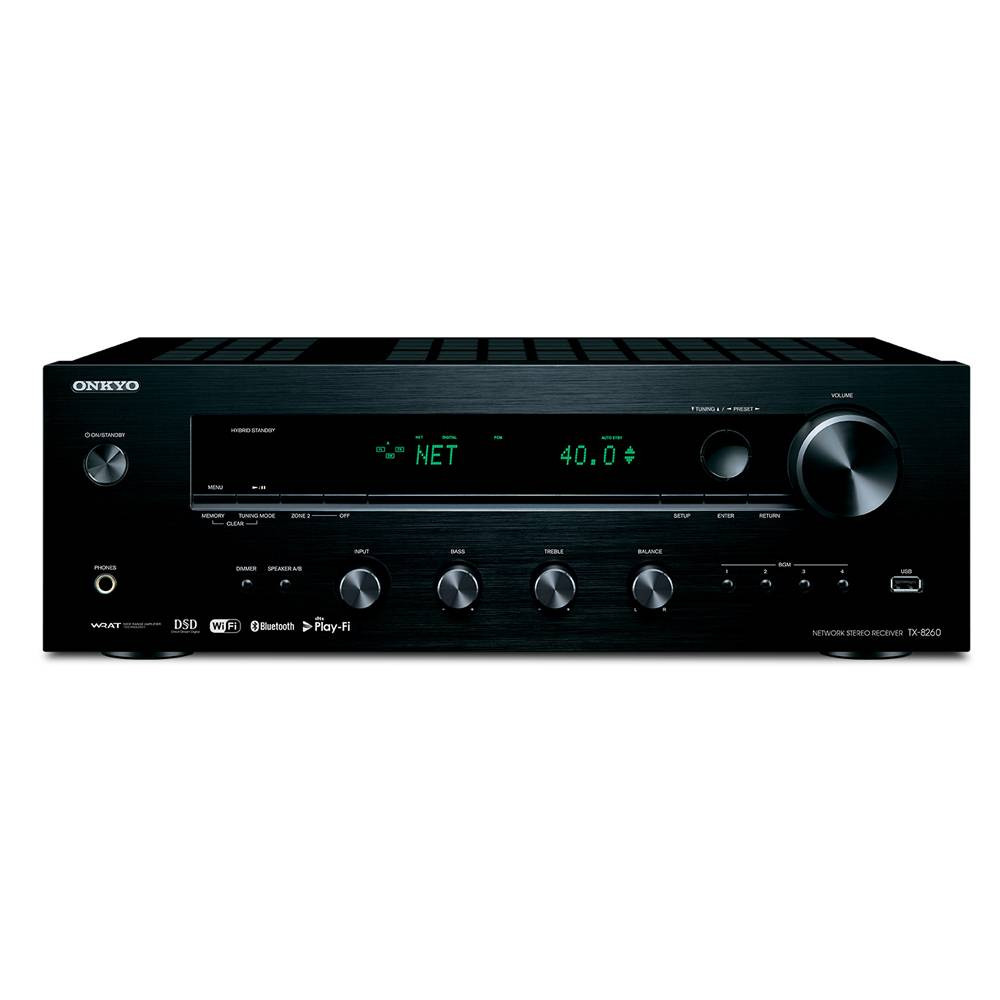 Onkyo TX-8260 - Receiver stereo A e B com entrada phono USB Bluetooth 80W rms - Audio Video & cia