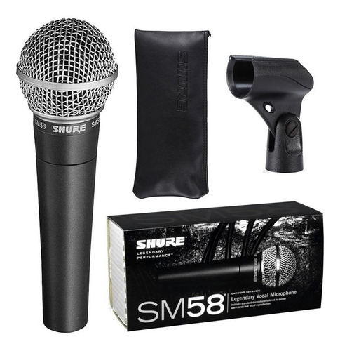 Shure SM58 Microfone Dinâmico Cardióide com Cabo XLR Cor:Preto - Audio Video & cia