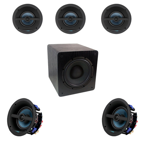 Wave Sound KIT 5.1 - Conjunto de Caixas de Embutir 3x WIN120 + 2x WSR120 Branco + Subwoofer  - Audio Video & cia