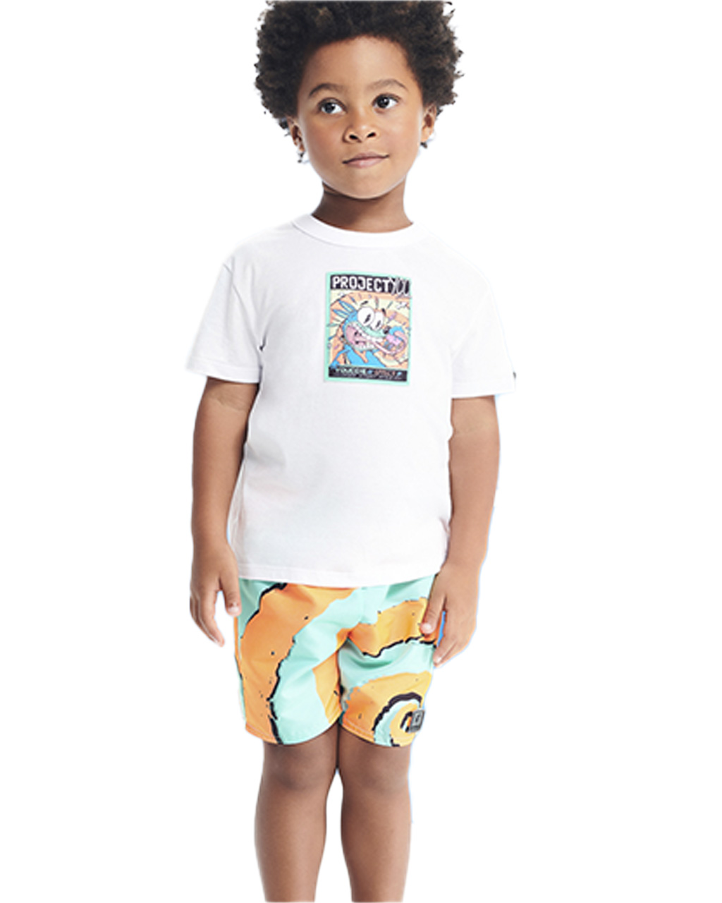 Conjunto Infantil T-Shirt Project e Shorts Detalhes Laranja Youccie 