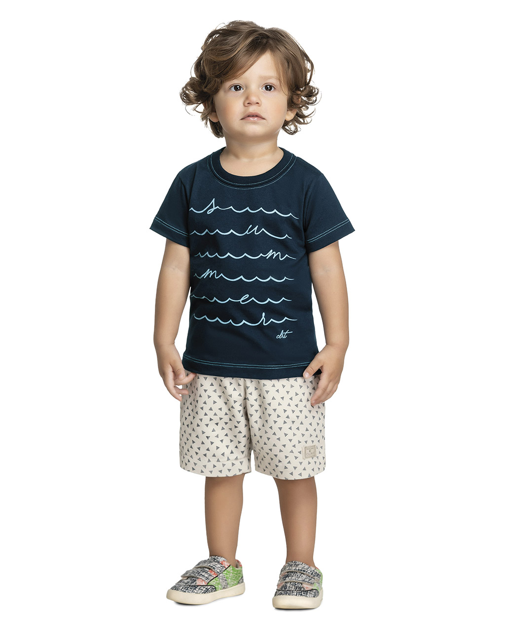 Conjunto Masculino Infantil Camiseta E Bermuda com Elástico Coloritá