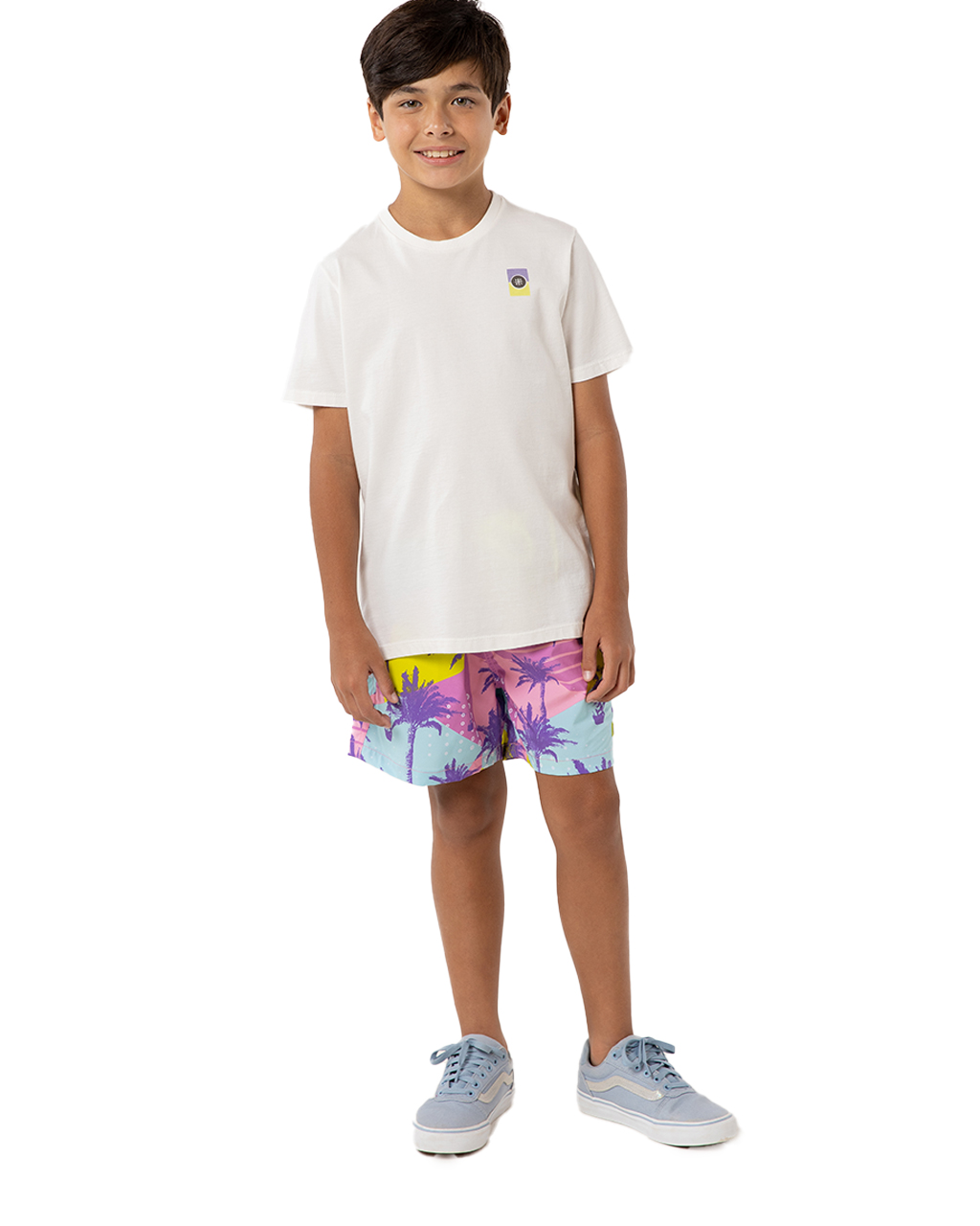 T-Shirt Infantil Detalhe Neon Off White Um Mais Um 