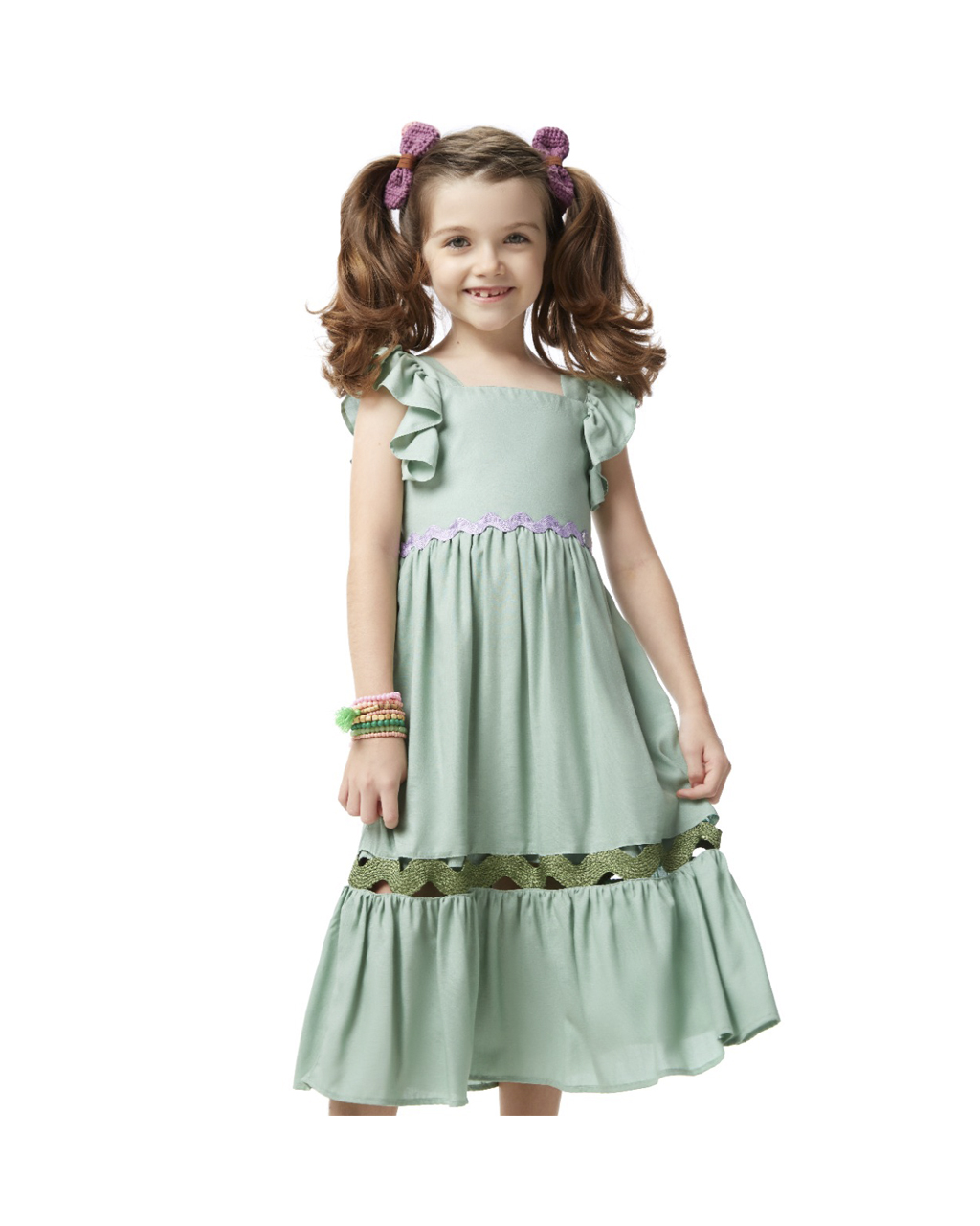 Vestido Infantil Midi Verde Camu-Camu