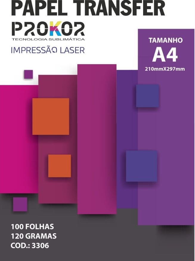Papel Transfer Laser Prokor A4 120g com 100 Folhas