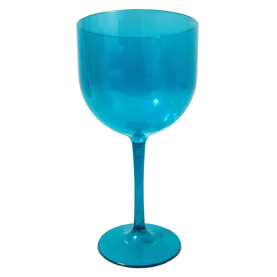 Taça de Gin Azul Tiffany Neon de Acrílico Translúcido