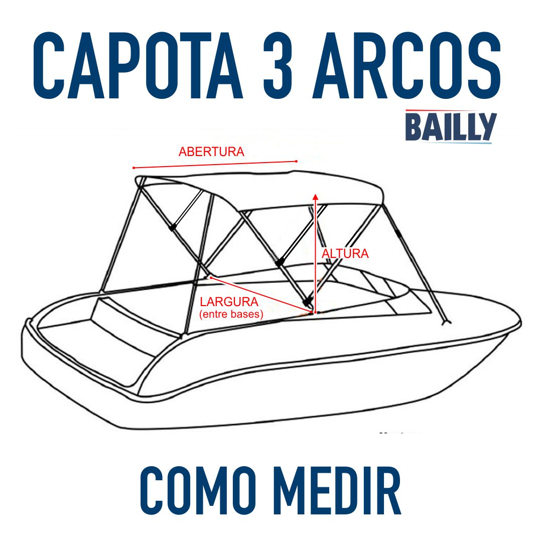 Capota Náutica BAILLY Linha Clássica 3 Arcos com 1,90 m de largura