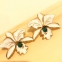 Brinco Flor Branca com Pedra Turmalina - Coleção Essenza Cores - Mina de Fé Joias - Banhado a Ouro 18k