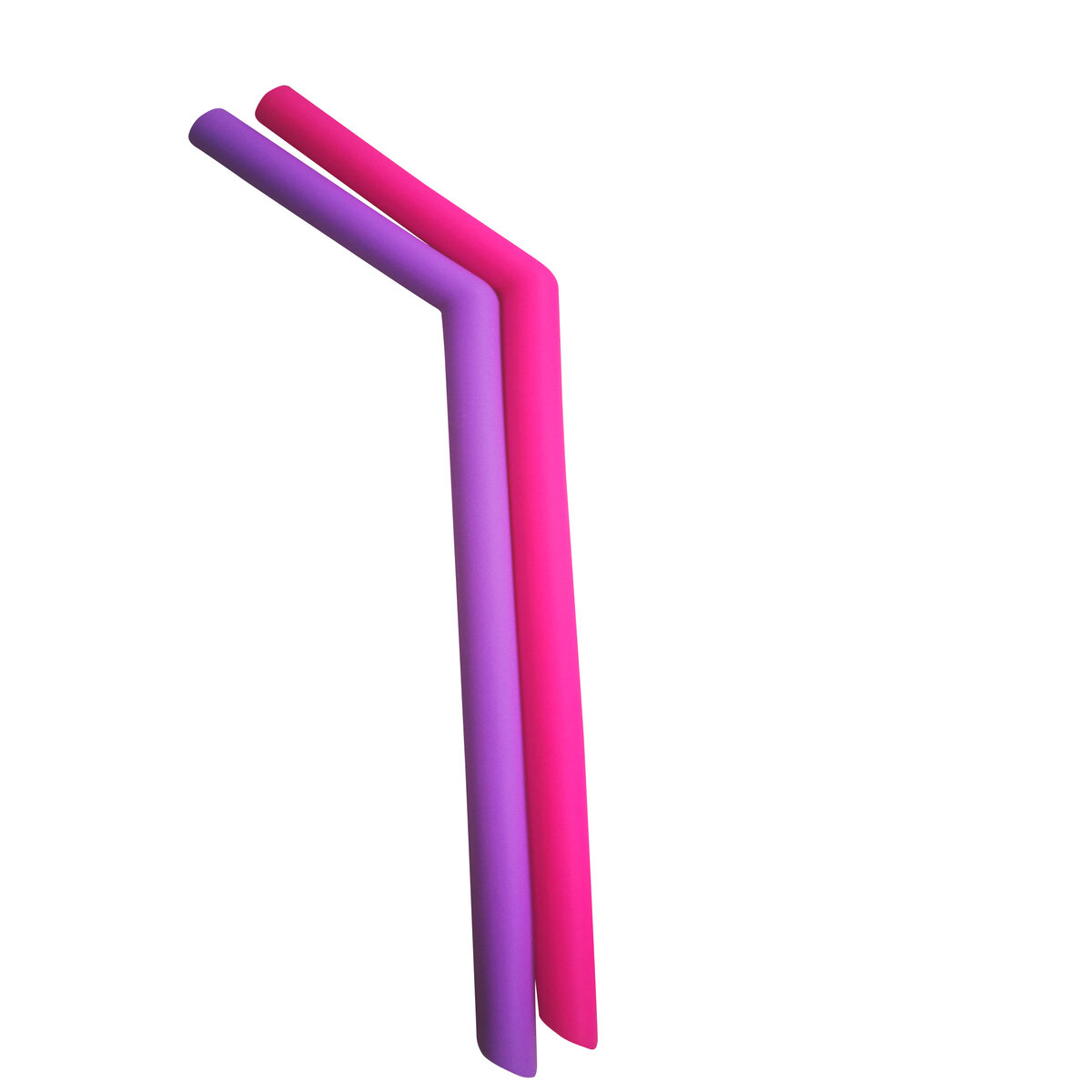 Kit 2 Canudos de Silicone Flexível Com Escova Limpadora Rosa