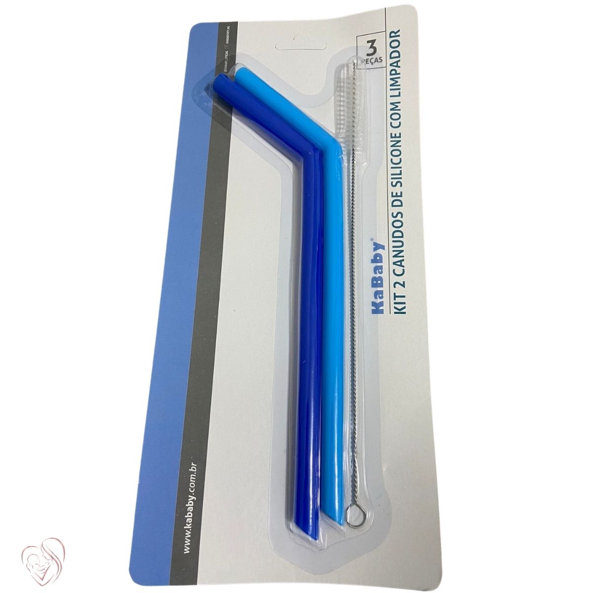 Kit 2 Canudos De Silicone Reutilizável Com Limpador Azul
