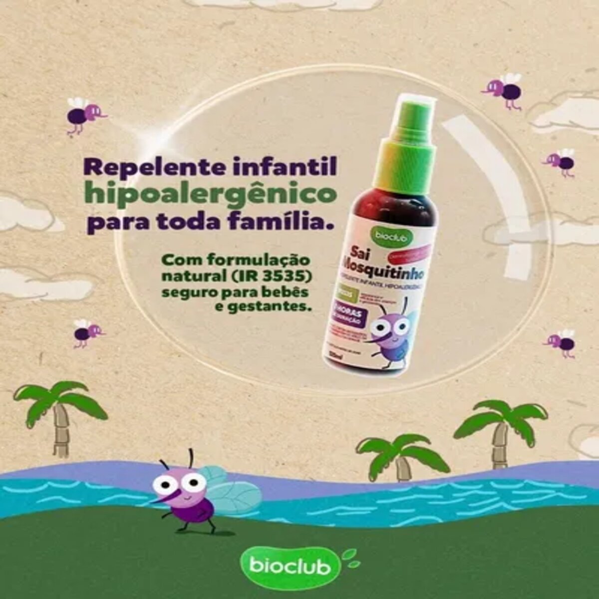 Repelente Infantil Natural  Sai Mosquitinho 120 ml BioClub