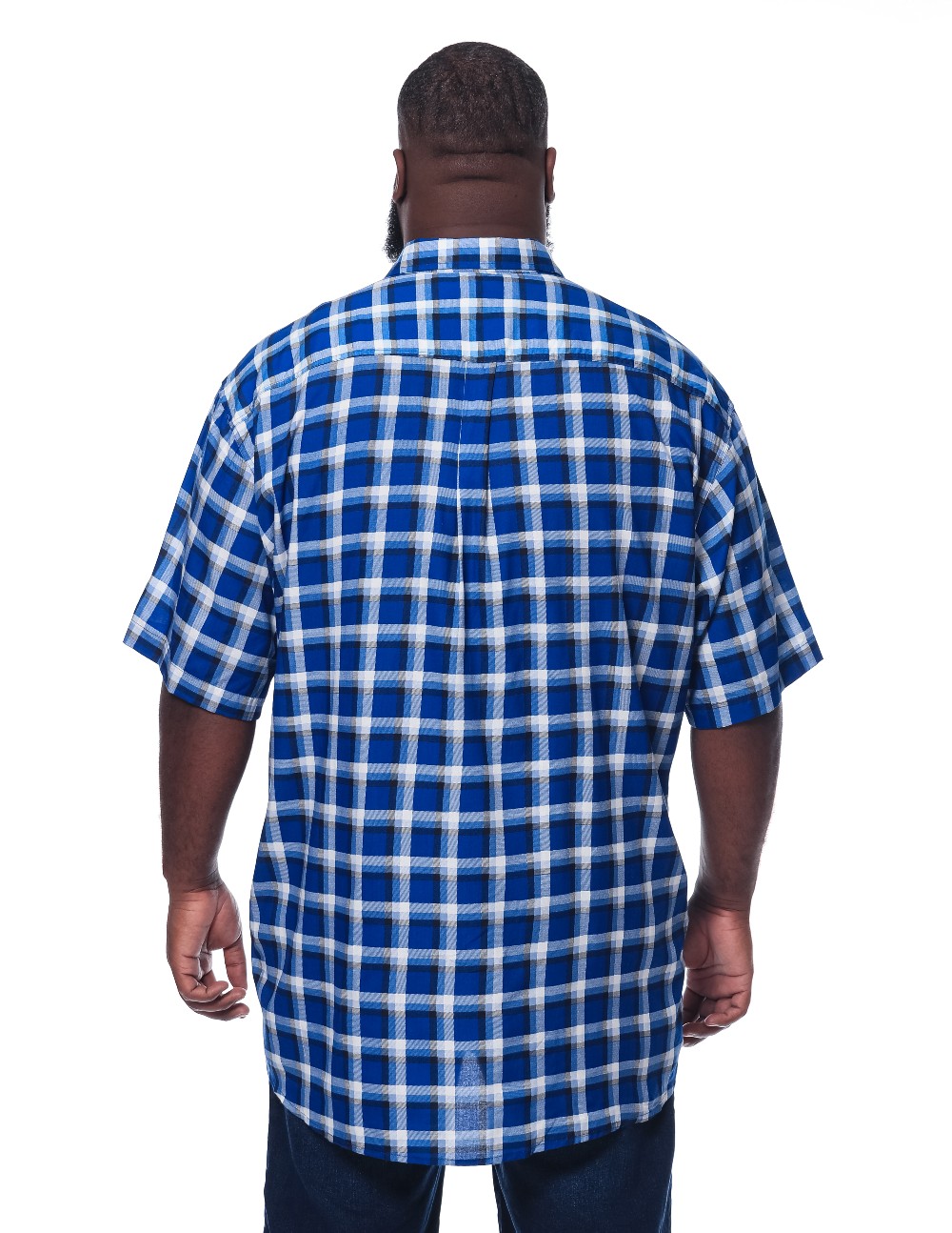 Camisa Manga Curta plus size Street Xadrez Azul