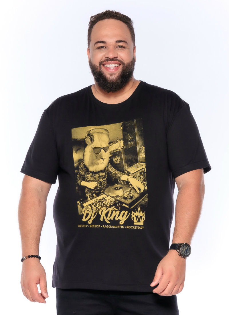 Camiseta plus size Dj King Preta