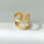 anel gladiador aberto textura dourado