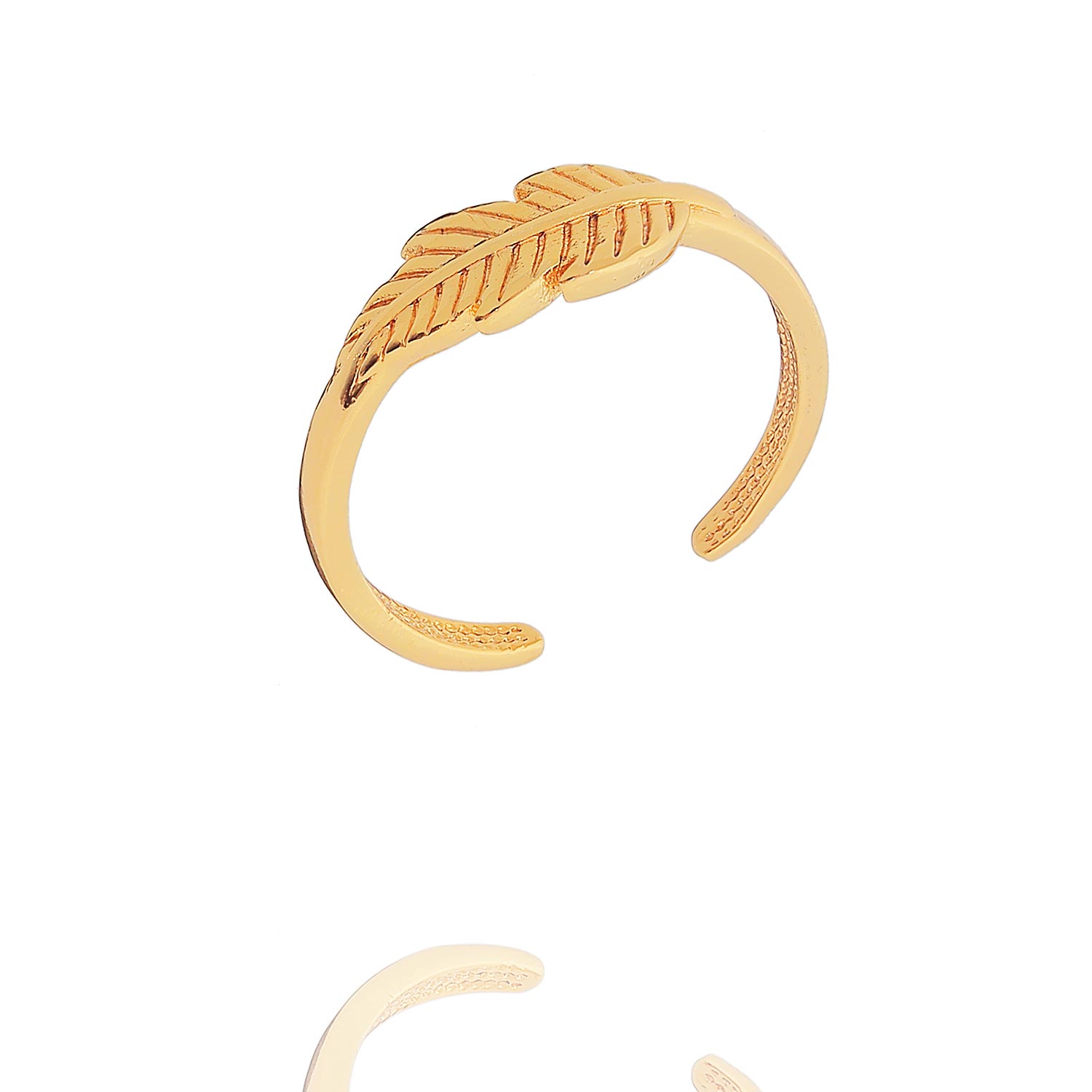 anel falange folha regulável dourado