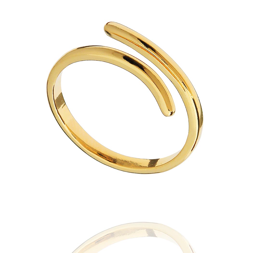 anel regulável liso curvas dourado