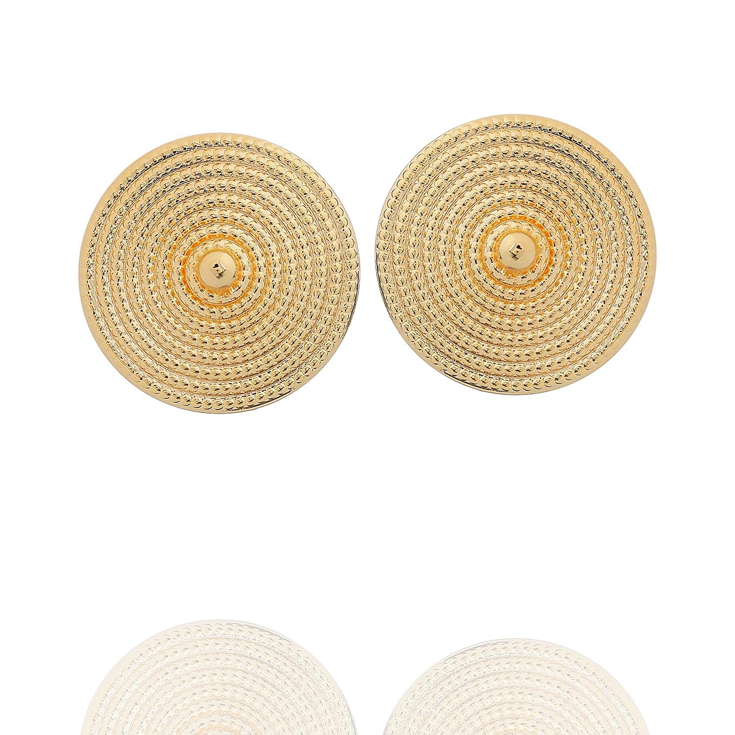 brinco circular médio bolinhas dourado