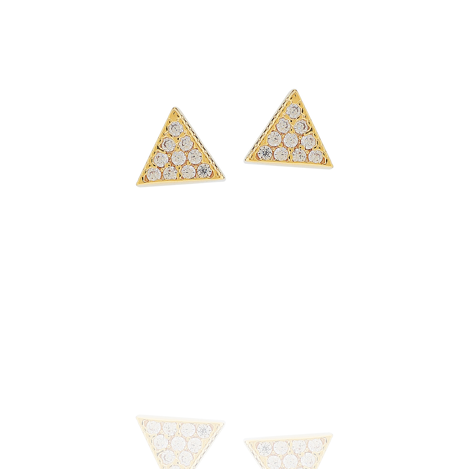 brinco pequeno triângulo zircônias dourado