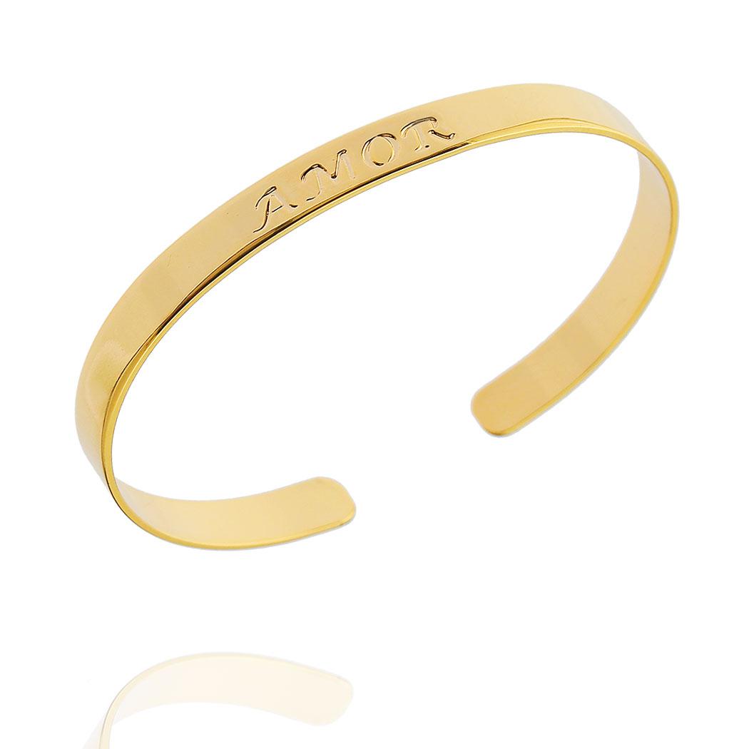 pulseira bracelete amor liso dourado