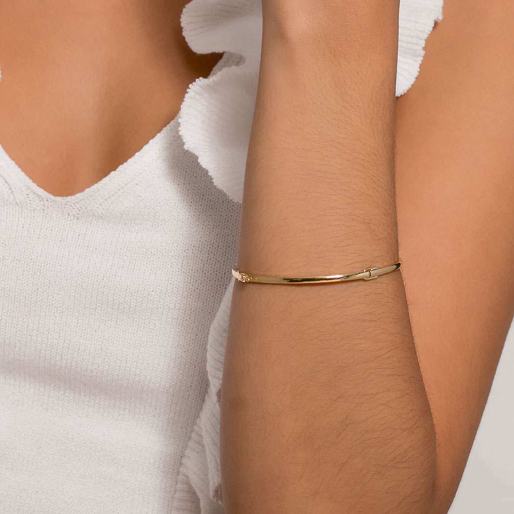 pulseira bracelete rígido dourado