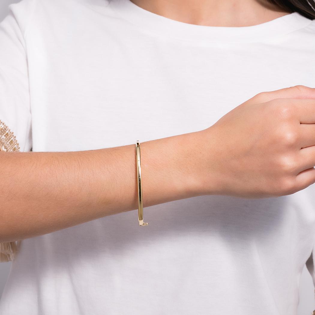 pulseira bracelete tubo oval dourado