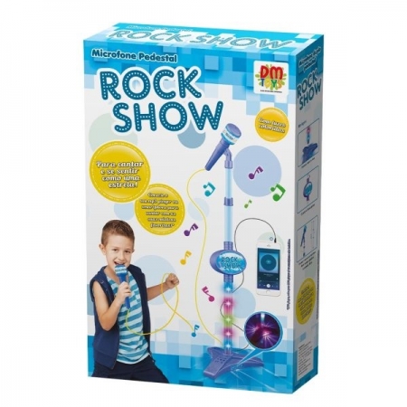 Microfone Pedestal Rock Show Azul Com Luzes DM Toys 5897