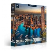 Quebra-Cabeça Paisagens Noturnas Marina de Dubai 1000 Peças - Game Office