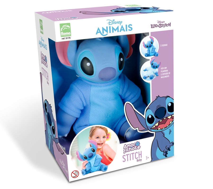 Boneco Disney Stitch Baby Amor De Filhote Roma Brinquedos 5175
