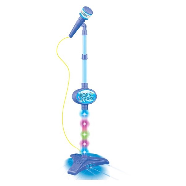 Microfone Pedestal Rock Show Azul Com Luzes DM Toys 5897