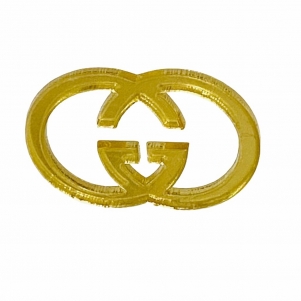 Aplique de Acrilico Dourado Grife 2,5 x 4 cm
