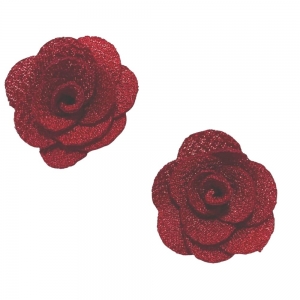 Aplique Flor Tecido Vermelho Escuro  2,5cm - 5 unidades