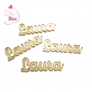 Nome Simples em Acrilico Dourado Espelhado - Laura