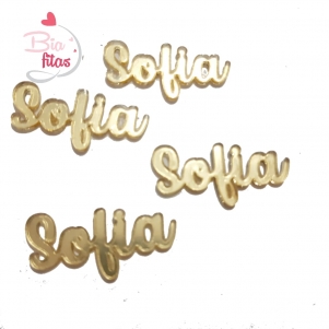 Nome Simples em Acrilico Dourado Espelhado - Sofia