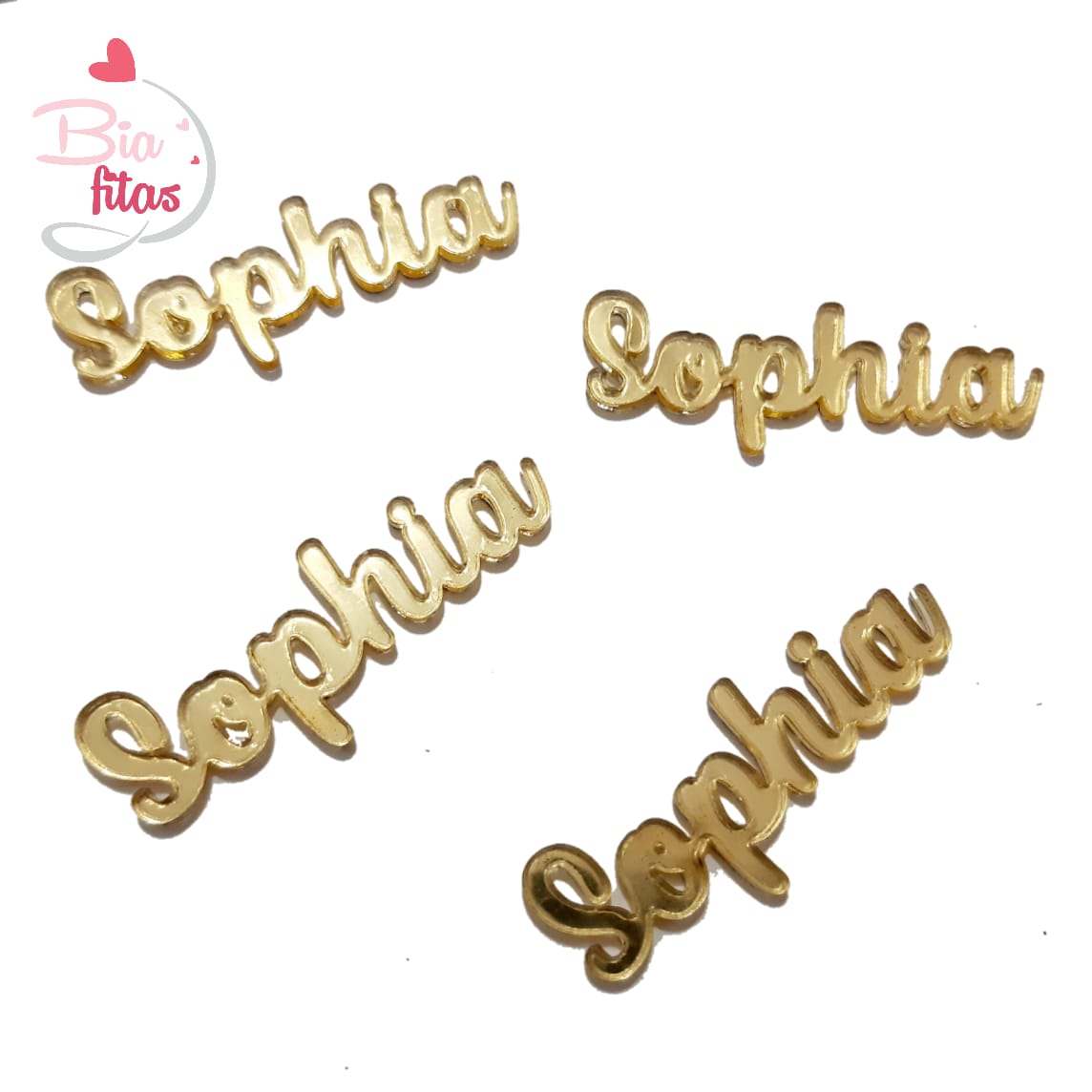 Nome Simples em Acrilico Dourado Espelhado - Sophia