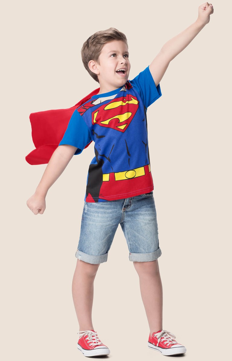 Camiseta infantil masculina - Marlan -S6078 - Super Homem Com Capa Removível