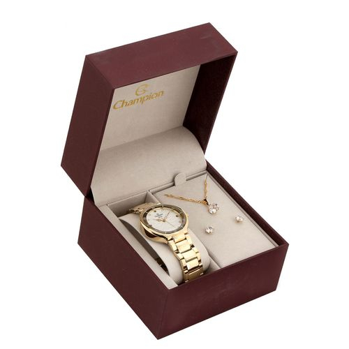 Relógio Feminino Champion Ch24268d Dourado + Kit Semijoias