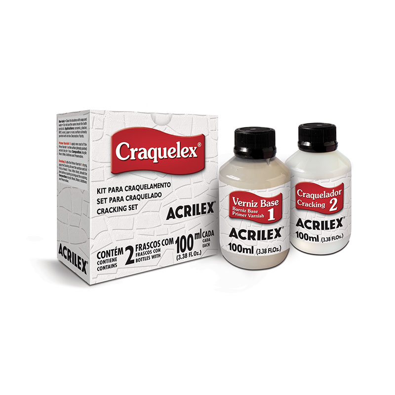 Kit Craquelex Incolor Acrilex 100Ml Com 2 Frascos