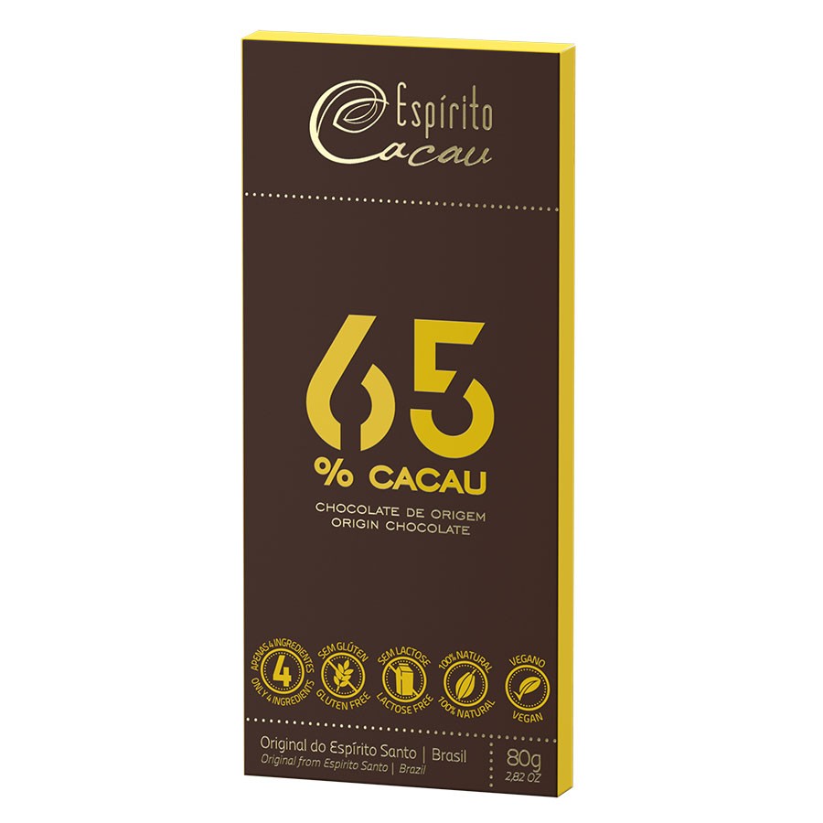 Tablete chocolate 65% cacau  - 80g - caixa c/ 10 un.