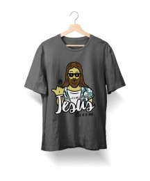 Camiseta Quem é o Rei da Glória - Jesus (Cinza-Mescla)