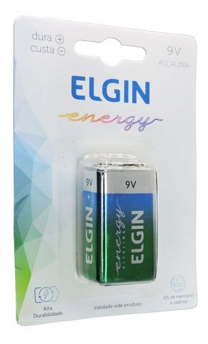 Blister 1 Bateria 9v Alcalina 6lr61 Elgin Certificad Inmetro