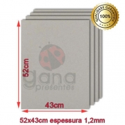 Papelão para cartonagem 40x50cm espessura 1,2mm - Cinza 20 placas de 1,2mm-Papelão