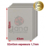 Papelão para cartonagem 40x50cm espessura 1,7mm - Cinza 10 placas de 1,7mm-Papelão
